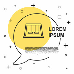 Black line Swings for kids summer games on playground icon isolated on white background. Outdoor entertainment equipment. Random dynamic shapes. Vector