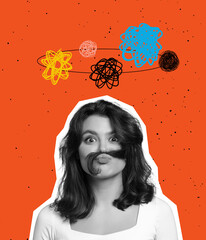 Contemporary art collage, modern design. Inspiration, ideas, trendy magazine style. Funny young...
