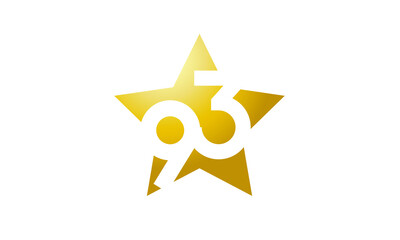93 Number New Gold Abstract Star Logo