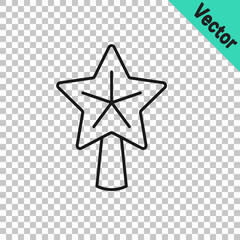 Black line Christmas star icon isolated on transparent background. Merry Christmas and Happy New Year. Vector