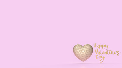 The gold heart  for love or valentine’s  day concept 3d rendering.