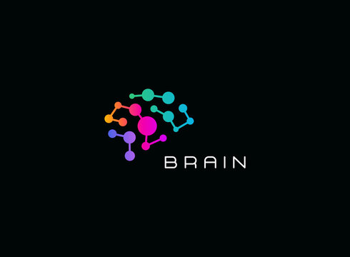 Abstract Brain Dotted logo teplate, logotype for science, medicine, education, technology, business. Vector symbol