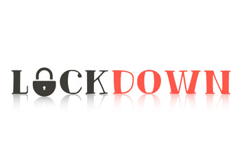 Lockdown banner text symbol. Vector image with realistic shadow