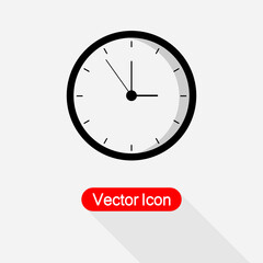 Clock With Black Tips Sign, Clock Icon Vector Illustration Eps10