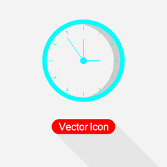 Clock With Black Tips Sign, Clock Icon Vector Illustration Eps10