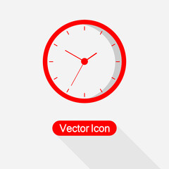 Clock With Black Tips Sign, Clock Icon Vector Illustration Eps10