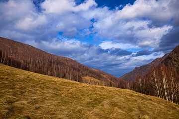 Mountain landscape in late autumn in the Carpathian Mountains, Romania