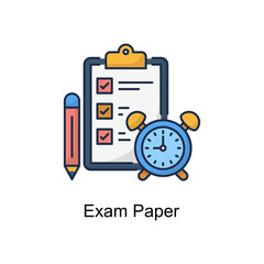 Exam Paper vector Filled Outline Icon Design illustration. Educational Technology Symbol on White background EPS 10 File