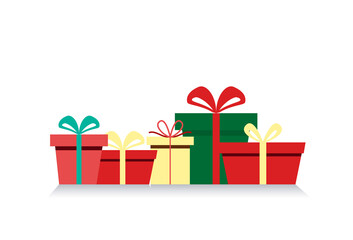 Lots of gifts. Valentine's day and a set of gifts. Vector image on white background