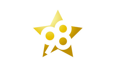98 Number New Gold Abstract Star Logo