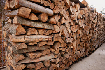 wood ready to be used in the fire during the winter