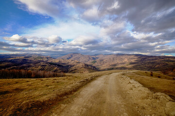 Mountain landscape in late autumn in the Carpathian Mountains, Romania
