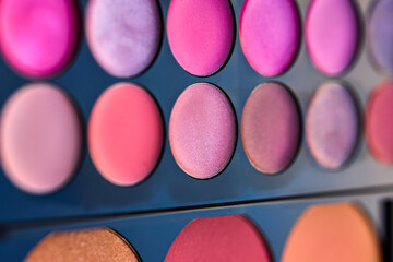 macro image with a makeup kit with different colors