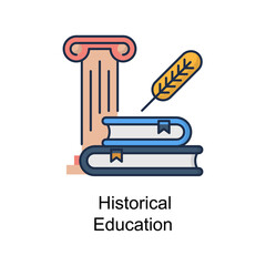 Historical Education vector Filled Outline Icon Design illustration. Educational Technology Symbol on White background EPS 10 File