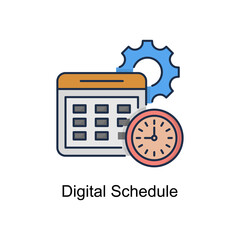Digital Schedule vector Filled Outline Icon Design illustration. Educational Technology Symbol on White background EPS 10 File