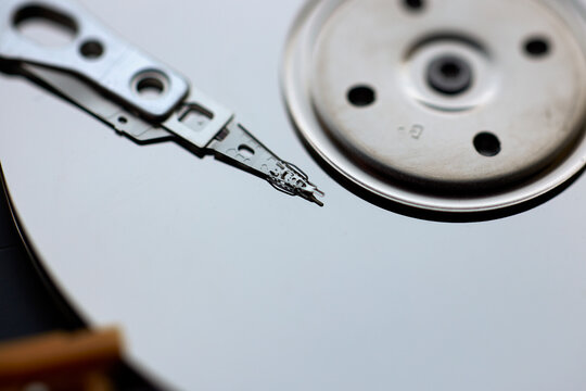 macro close up with the disks of a Hard Disk