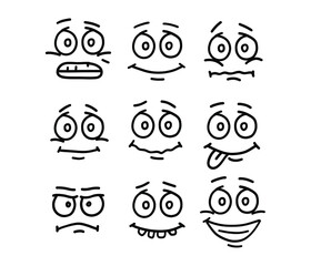 Cartoon faces set stock illustration