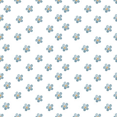 Fototapeta na wymiar Watercolor seamless pattern blue flower