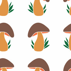 Mashroom hand drawn seamless pattern. Textile Texture.