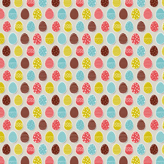 Bright cute Easter seamless pattern with eggs, Easter background