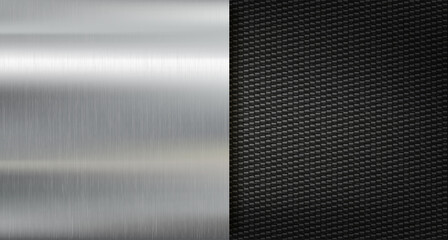 Brushed metal plate on a carbon fiber background.