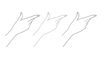 Graceful female hand. Gestures. Line drawing. Vector illustration