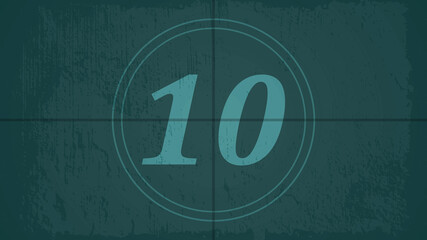 Obraz premium Countdown on the old movie screen. 