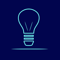 Lightbulb neon line art logo colorful design with dark background. Abstract vector illustration. 