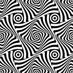 Fototapeta premium Abstract seamless op art pattern. Twisting lines texture.