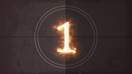 Countdown on the old movie screen. 