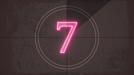 Obraz premium Countdown on the old movie screen. 