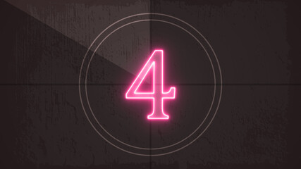 Countdown on the old movie screen. 