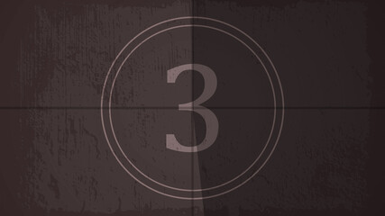 Obraz premium Countdown on the old movie screen. 