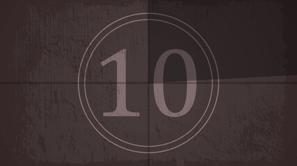 Obraz premium Countdown on the old movie screen. 