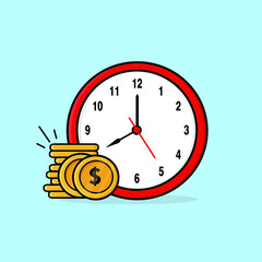time is money concept flat vector logo design illustration icon