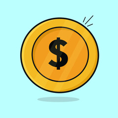coins dollars golden flat vector logo design illustration background