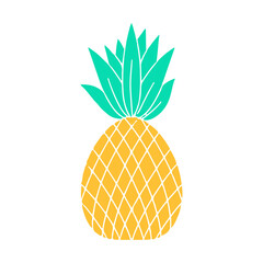 A pineapple. Summer fruits. Vector illustration isolated on a white background.