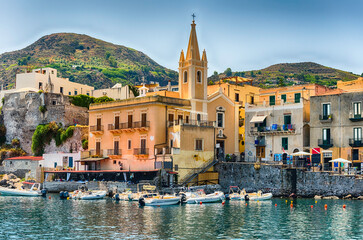 The harbour of Marina Corta in Lipari, Aeolian Islands, Italy