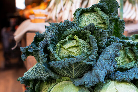 Col acabada de coger en el huerto y puesta en venta en una fruter&iacute;a