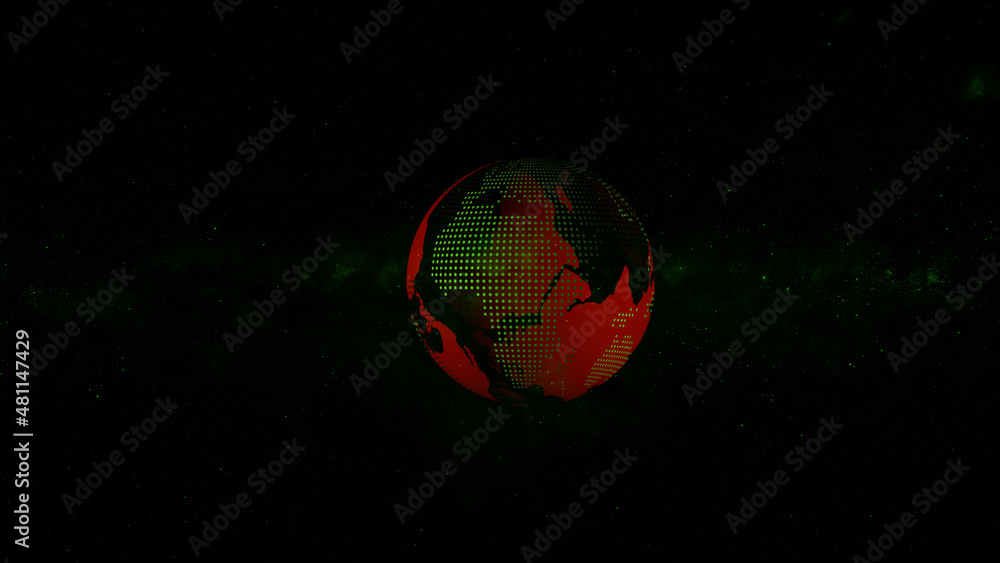 Poster digital earth rotating. earth globe rotating with plexus motion background. futuristic communication