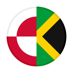 round icon with greenland and jamaica flags. vector illustration isolated on white background