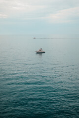 Naklejka premium Boat in Polignano a Mare, Italy