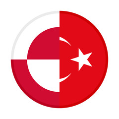 round icon with greenland and turkey flags. vector illustration isolated on white background