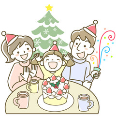 Obraz na płótnie Canvas クリスマスパーティーを楽しむ家族