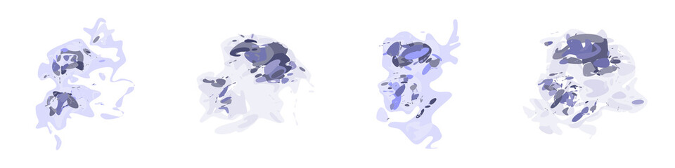 a set of four abstract backgrounds made of stains imitating paint painted in colors and shades of purple and gray