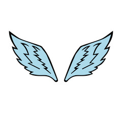 Vector hand drawn doodle sketch colored wings isolated on white background