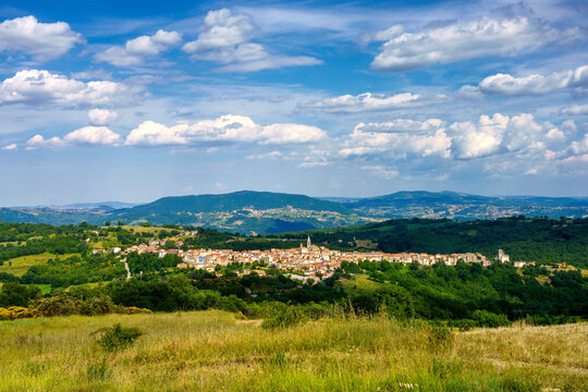 Landscape in Molise near Macchiagodena and Frosolone. View of Sant Elena Sannita