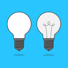 White light bulb Vector Icon Illustration. Incandescent Or Fluorescent Energy Saving Light Bulb