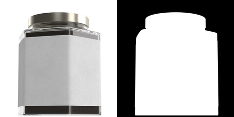 3D rendering illustration of an hexagonal jam jar