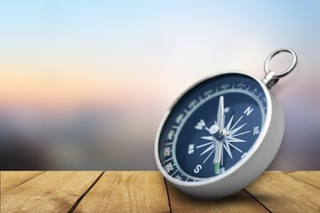 Classic compass for a symbol of tourism, travel, life direction concept.